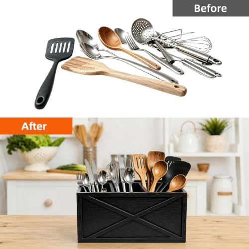 Kitchen Utensil Holder,Countertop Utensil Organizer Pine X-Pattern