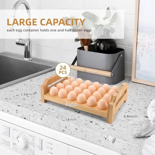 48-Egg 2-Tier Bamboo Countertop Egg Tray