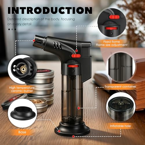 Whiskey Smoker Kit with Torch Lighter, 4 Flavor Wood Chips + 2pcs Mesh