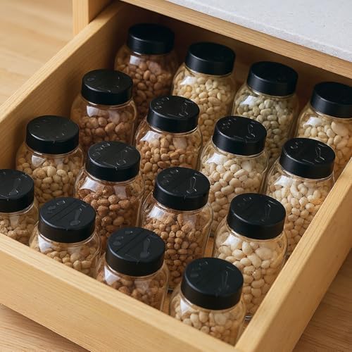 Molain 28 Pcs 16oz Plastic Spice Jars with Shaker Lids, Plastic Square