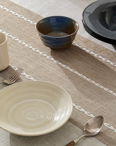 ZeeMart Contrast Linen Rectangle Table Cloth 60x84 Inch Brown