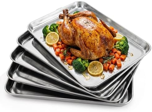 4 Pack Stainless Steel Baking Sheet, 12.4 x 9.65 x 0.98 Inch