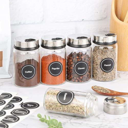 Segarty Preprinted Spice Labels, 432 Round Black Printed Pantry Labels