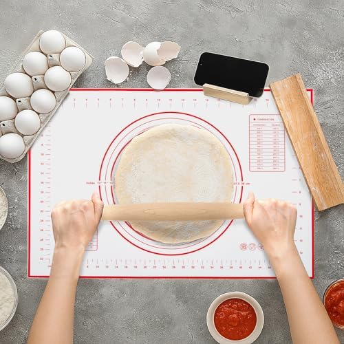 FoldTier Maple French Rolling Pin Set with Silicone Mat and Wood Base