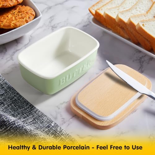 ALELION Ceramic Butter Dish with Lid for Countertop, Butter Keeper for