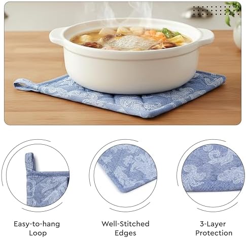 Encasa XO Kitchen Apron with Oven Gloves & Potholder - Combo Set -100%