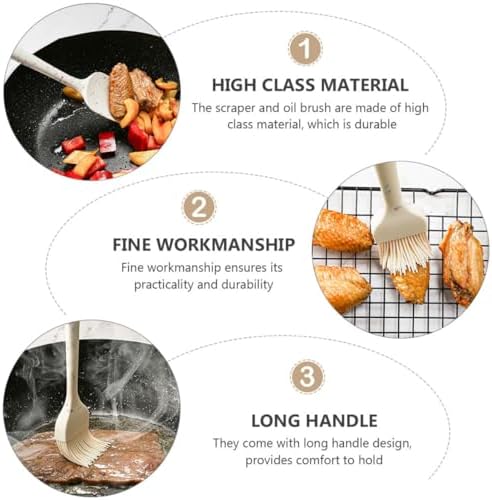 3 Piece Silicone Baking Brush Spatula Set with Long Handle