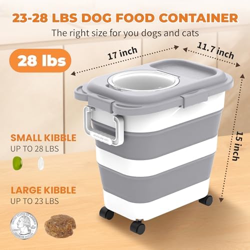 HOYTAMDAR 25-28lb Collapsible Dog Food Storage Container,Dog Food