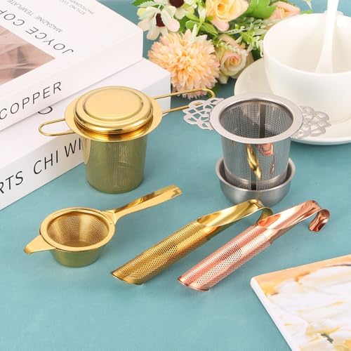 uxcell Tea Strainer with Fine Mesh, Stainless Steel Tea Steeper, Rose
