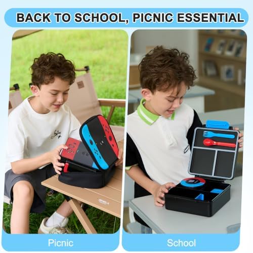 Gamer Bento Lunch Box for Kids, 60 OZ Kids Lunch Box with 8 OZ