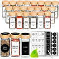 Churboro 36-Pack Empty Glass Spice Jars with Labels, 4 oz, Bamboo Lids