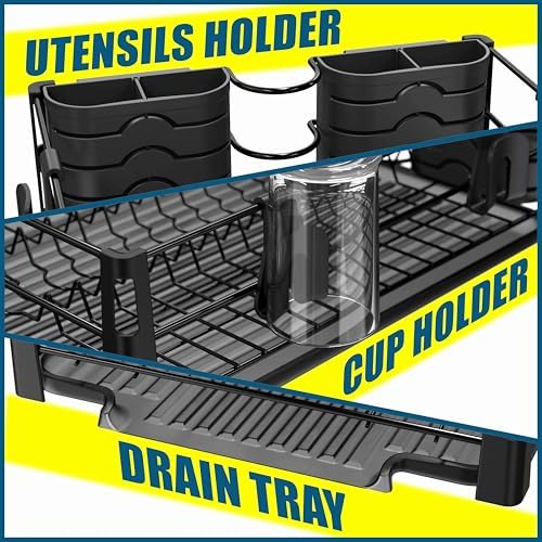 Simple Houseware Dish Drying Rack, Black