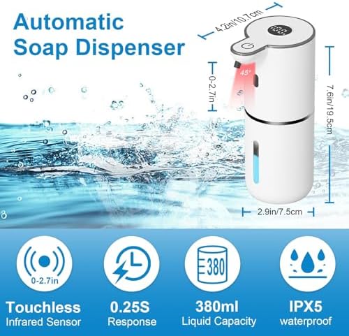 OHIFAST Automatic Foaming Soap Dispenser Touchless, USB Rechargeable