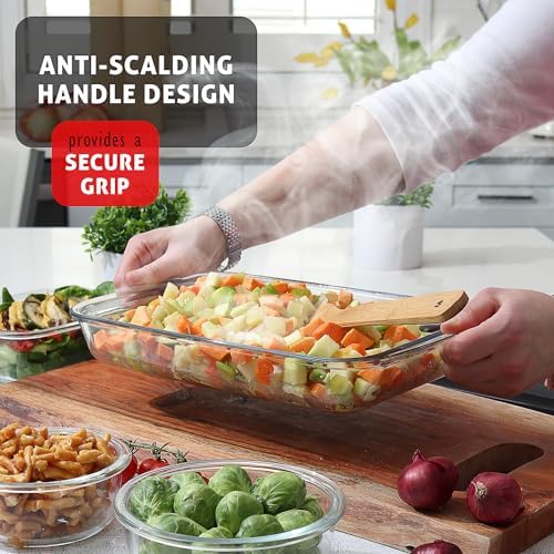 EATEX 16-Piece Deep Glass Casserole Dish Set with Plastic Lids
