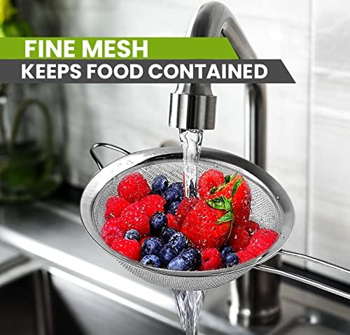 Set of 2 Stainless Steel Mesh Strainers for Kitchen - 5.5 inch Round