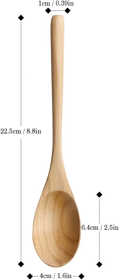 AOOSY Wooden Spoons for Cooking, 9 Inches 6 Pieces Japanese Natural Ellipse - Image 3