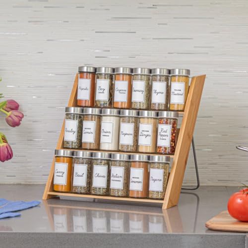 Orii 18 Jar Bamboo Compact Spice Rack with Spices Included & 5-Year