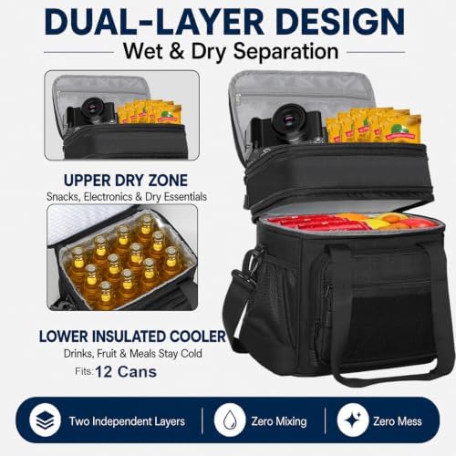 GLENKEY Tactical Lunch Box Men Expandable Insulated Leakproof Cooler