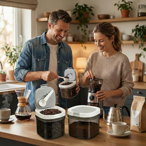 Leezmark 2 Pack Airtight Coffee Canister with Scoop, 27 Fl.Oz Coffee