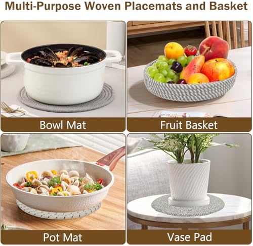 10 Inch Trivets for Hot Dishes, 6 Pack Hot Pads with Storage Basket