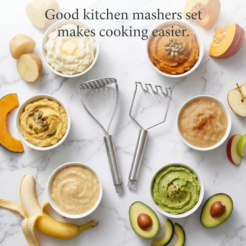 18/0 Stainless Steel Potato Mashers, 10.7-in Kitchen Masher Tool for