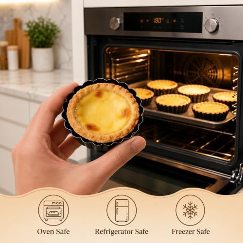 32 Pack Mini Tart Pans 3.1 Inch, Nonstick Carbon Steel Tartlet Pans