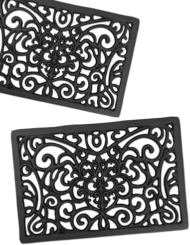 Black Rectangle Cast Iron Trivet 2-Pack for Kitchen & Dining