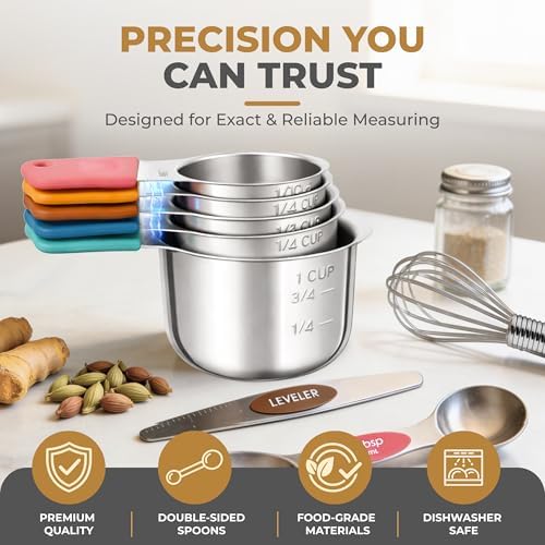 DIYORA Magnetic Measuring Cups and Spoons Set, 13-Piece 304 Stainless