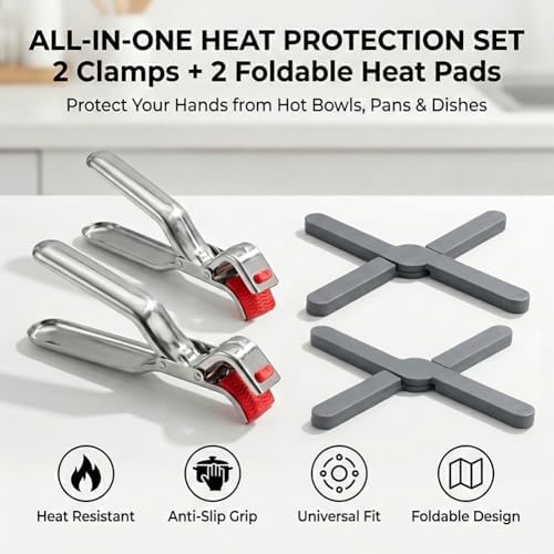Stainless Steel Hot Plate Gripper Clips, 2Pcs