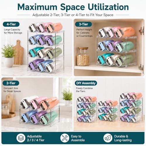 Stackable Water Bottle Organizer for Stanley 40 oz Tumbler, Large