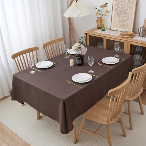 NLMUVW Brown Linen Tablecloth, Chocolate Table Cloth Rectangular