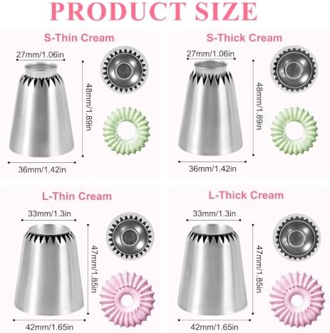 RoseFlower 4 PCS Large Piping Tips Set - Grade Stainless Steel Big