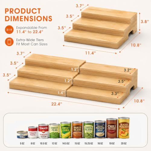 Expandable Can Rack Organizer for Pantry Fits Up to 24 Canned Food