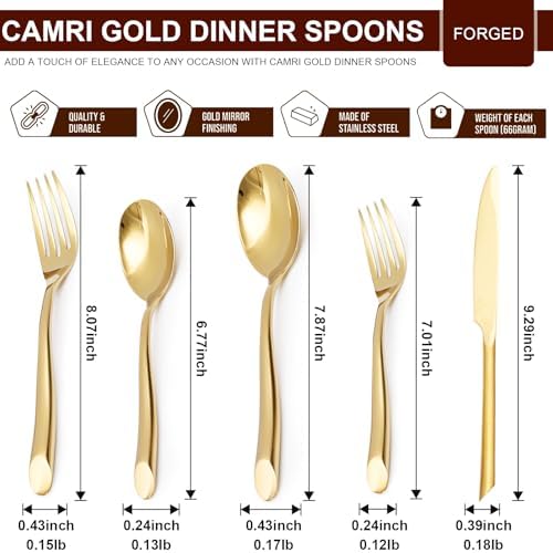 Gold 20-Piece Silverware Set with Handle, Stainless Steel Flatware