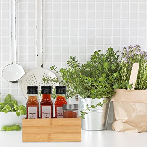 Relaxdays Bamboo Organiser Box, Narrow, Long, Storage for Kitchen