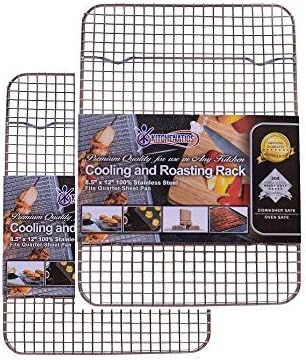 KITCHENATICS Quarter Sheet Cooling Rack Stainless Steel Oven Safe Set