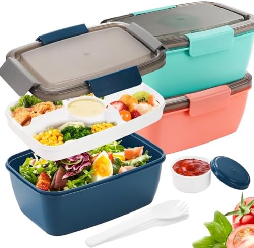 Youeon 3 Pcs 68 Oz Salad Lunch Containers