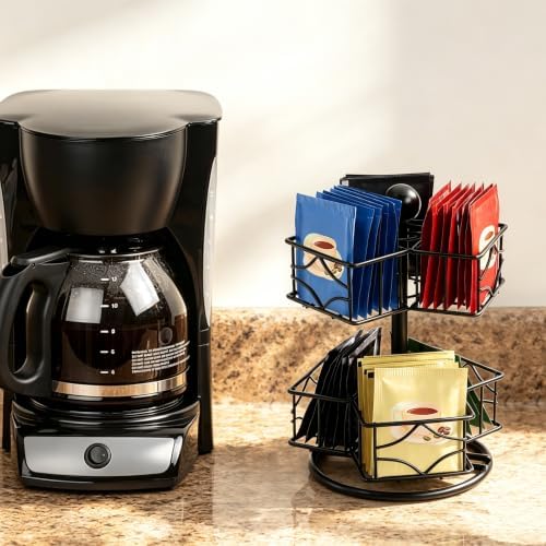 Frcctre Tea Bag Organizer, 360 Degree Tea Bag Spining Carousel