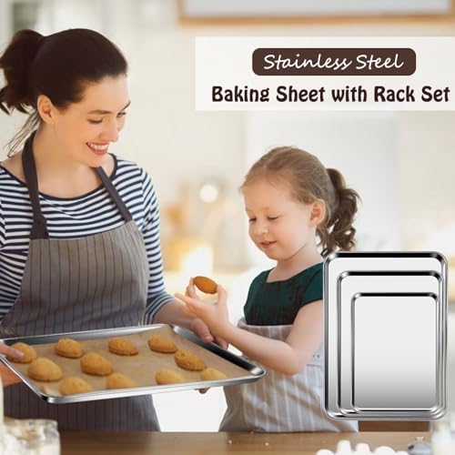 GIUOIDUO Baking Sheet with Racks Set [2 Sheets + 2 Racks], Stainless
