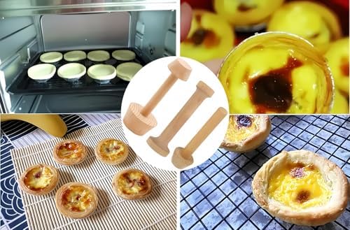 3Pcs Double Sided Wooden Tart Tamper Set, DIY Wooden Removable Dough