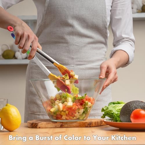 OYV Rainbow Silicone Tongs for Cooking, Heat Resistant Kitchen Tongs