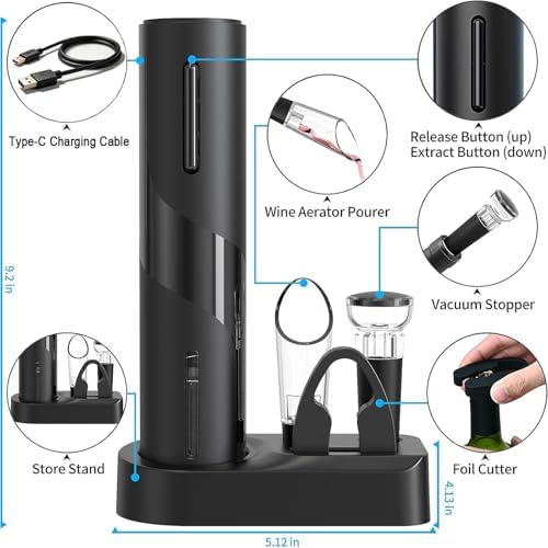 Electric Wine Opener Set, A 4-in-1 Multifunctional Wine Accessory Kit