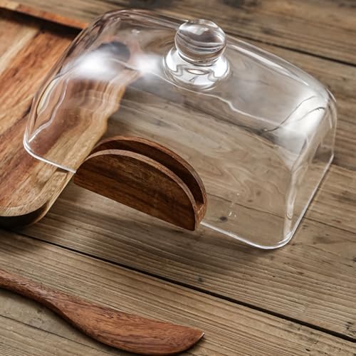 HAN SHENG Wooden Butter Dish with Lid Knife, Butter Storage Holder