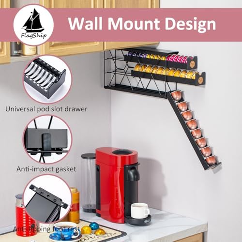 FlagShip Nespresso Pod Holder, 3-Tier, 30+ Pods