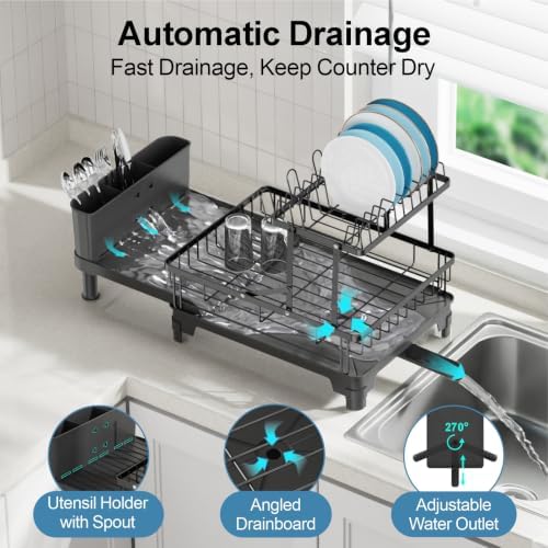 GSlife 2 Tier Dish Drying Rack, Black