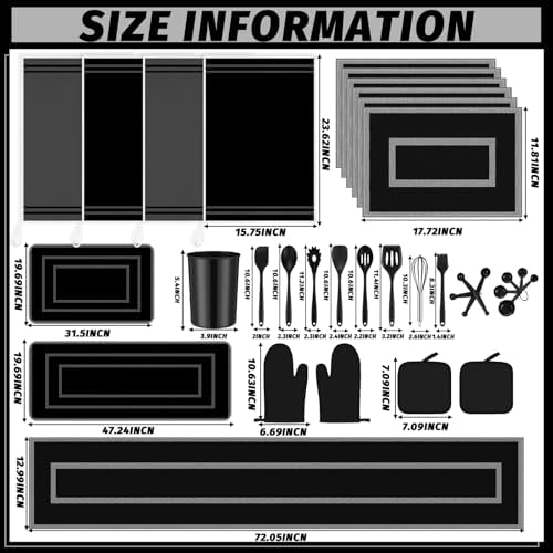 37 Pcs Black Kitchen Decor and Accessories Set Include