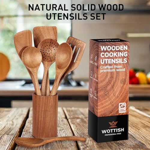 8-Piece Natural Solid Wood Cooking Utensil Set