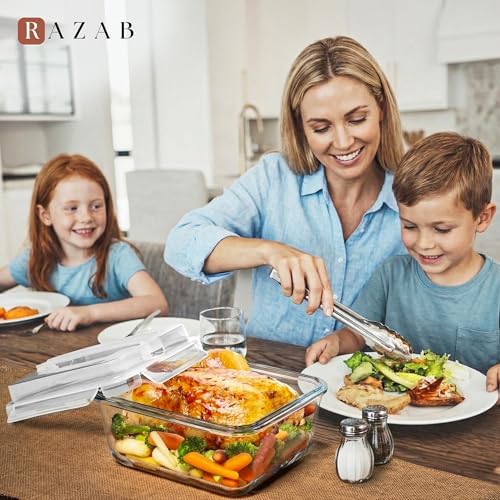Razab 2700ml Glass Food Storage Containers with Lids