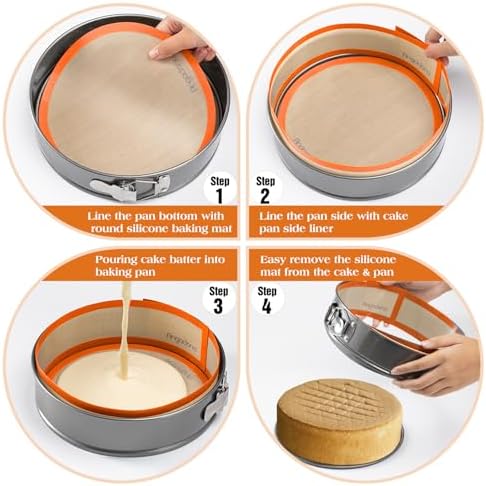 Silicone Baking Mat for Springform Pan, 9 Inch, Orange