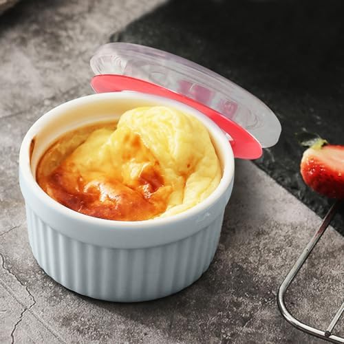 8OZ Ceramic Ramekins with Lids Set of 6 for Baking